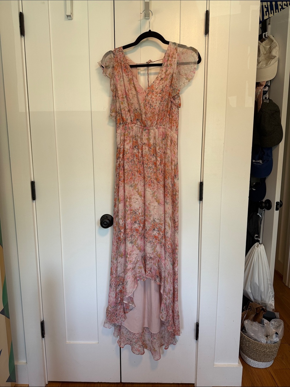 Floral Pink High-Low Maxi Dress